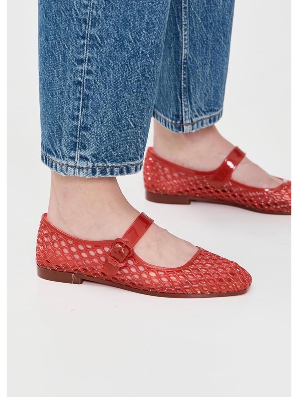 Red Mary Jane jelly Flat Shoes - Women's - Picture 2 of 4